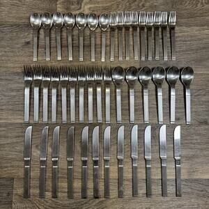 DANSK THEBE VINTAGE DISCONTINUED RIBBED STAINLESS FLATWARE SET LOT KOREA 44 PC